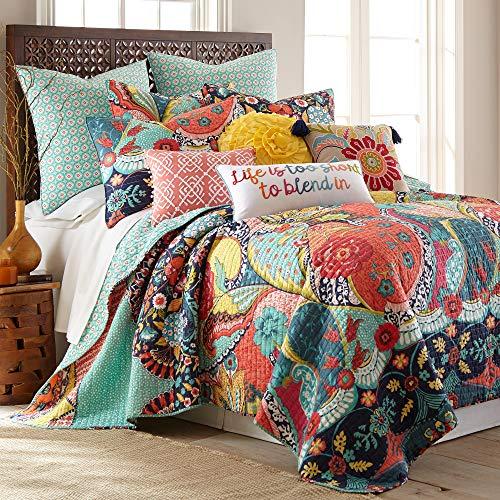 Levtex Home Levtex Home - Jules Quilt Set - Twin/Twin XL Quilt (68x86in.) + One Standard Pillow Sham (26x20in.) - Bohemian - Teal, Orange, Yellow, Green, Blue, Red, Black - Reversible - Cotton Fabric