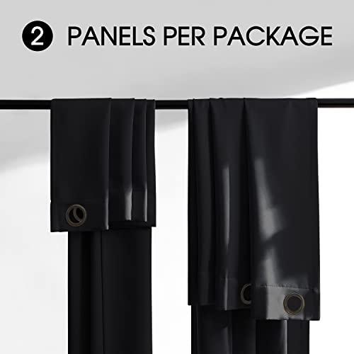Rutterllow Rutterllow 100% Blackout Curtain Panels, Heat and Full Light Blocking Drapes with Grommets for Bedroom, Black Thermal Insulated Window Treatment Drapes for Living Room (Black, 2 Panels, 42 x 63 inch)