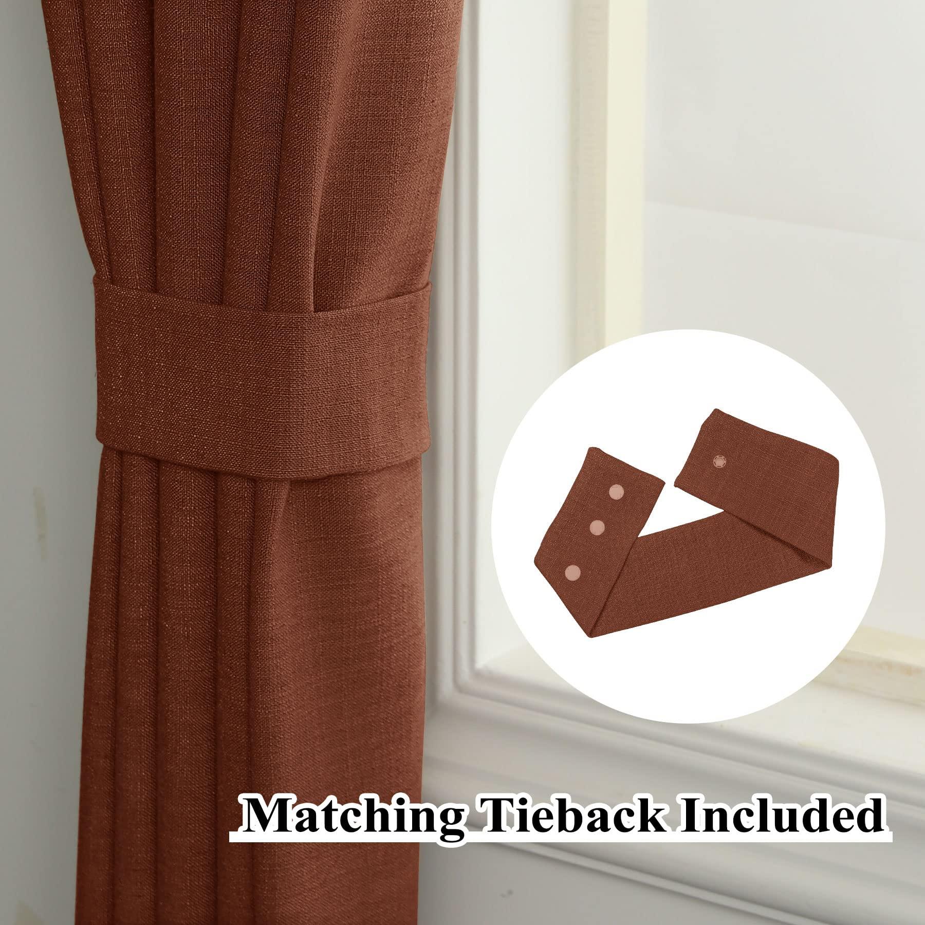 Fcosie Fcosie Extra Long Linen Curtains for High Ceiling 9, 10, 12, 14, 15, 16, 17, 18, 20, 24 ft Long Room Darkening Grommet Drapes Custom Made Length for Loft (1 Panel), 100" W x 132" L, FireBrick