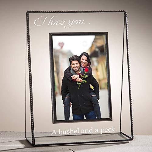 J Devlin Glass Art J Devlin Clear Engraved Glass Picture Frame - I Love You Bushel and a Peck Message Available in Several Sizes Landscape or Portrait (5x7 Vertical Photo)