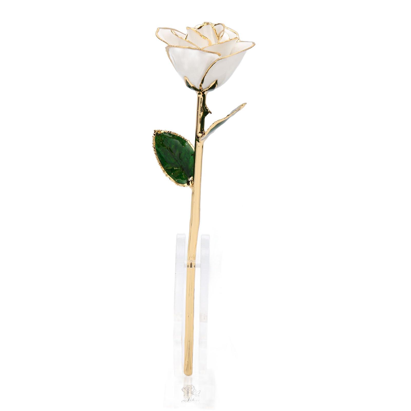 OUCRIY OUCRIY 24K Gold Plated Rose with Stand Gold Dipped Rose Flower Decoration for Valentine\'s Day and Anniversary