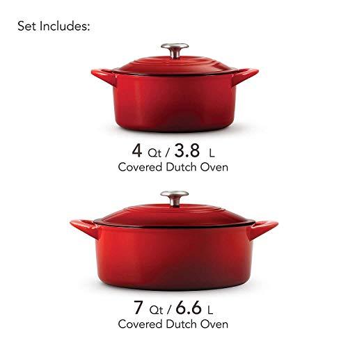 Tramontina Tramontina 80131/648DS Enameled Cast Iron Covered Dutch Oven Combo, 2-Piece (7-Quart & 4-Quart), Gradated Red