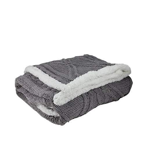 Northlight Northlight Gray and White Cable Knit Plush Throw Blanket 50\" x 60\"