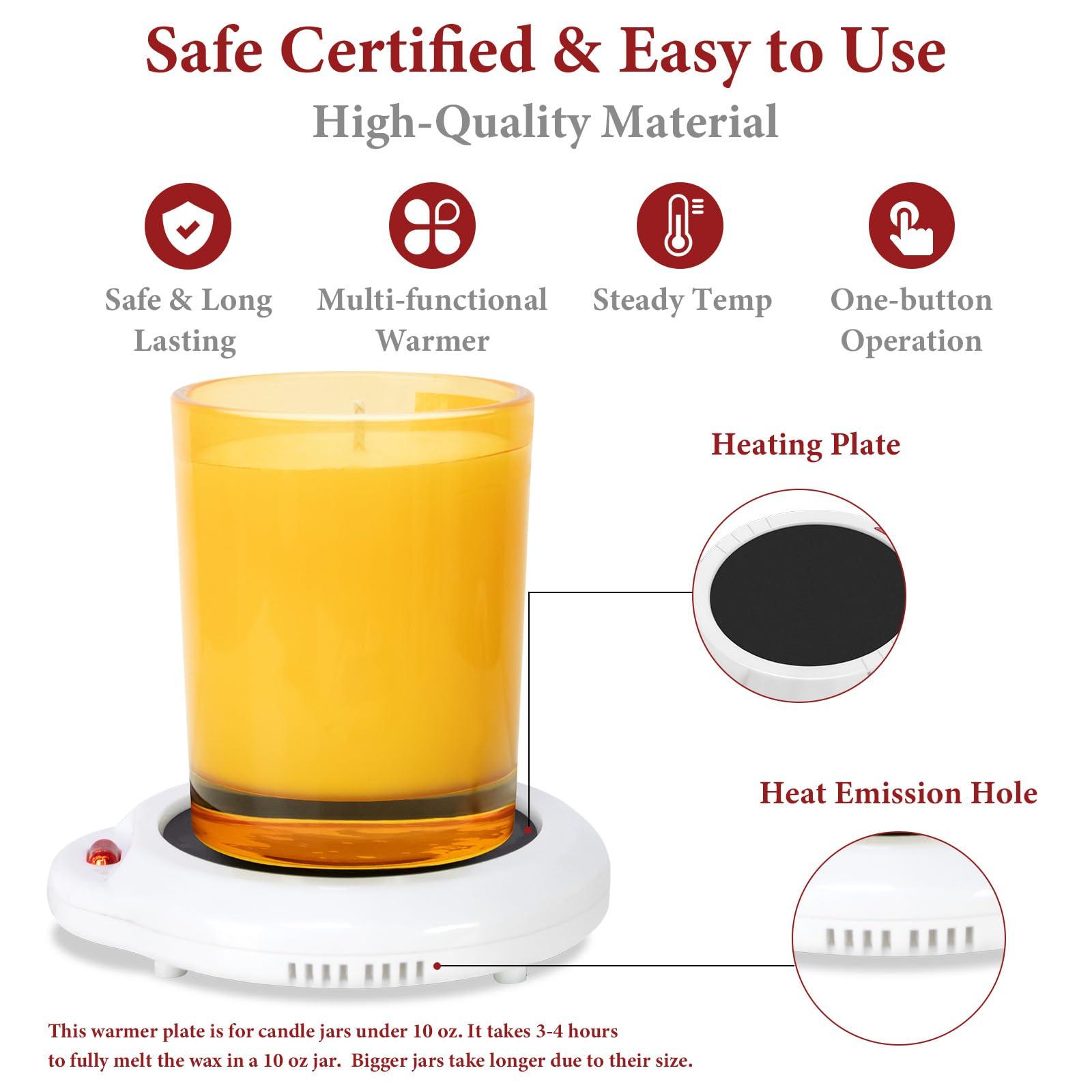 Dialan's Dialan's Candle Warmer Wax Melter, Warmer Plate for Candle Jar Wax Cubes Melter Warmer Plate Electric Coffee Mug Warmer Tea or Various Beverages Warmer(White)