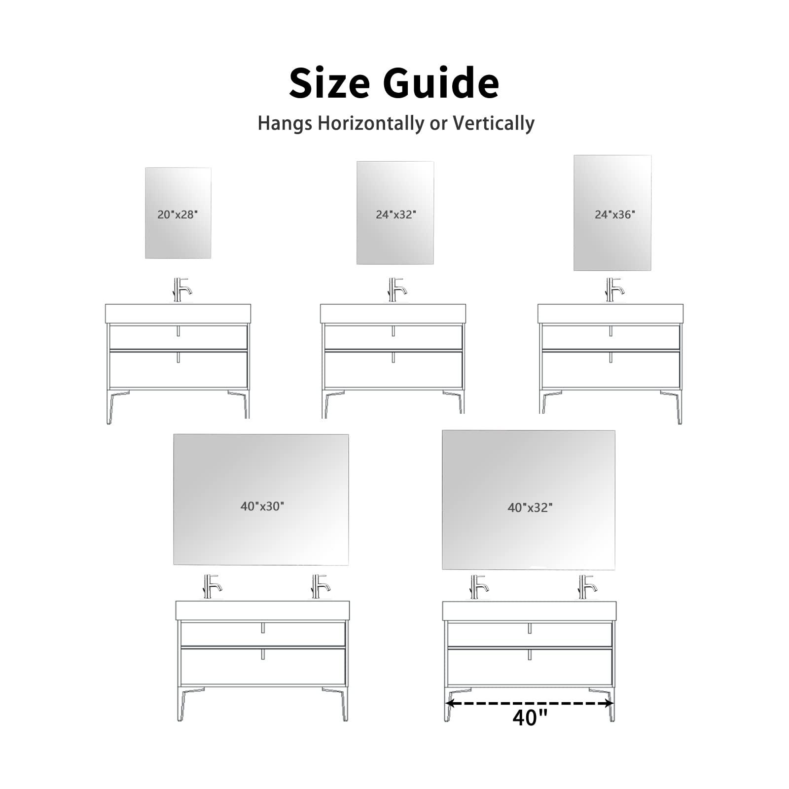 Mirrorons Mirrorons Beveled Mirror, Bathroom Mirrors for Wall 24\" x 36\", Frameless Rectangle Bathroom Mirror with Beveled Edge, Hangs Horizontally or Vertically, Upgraded Packing