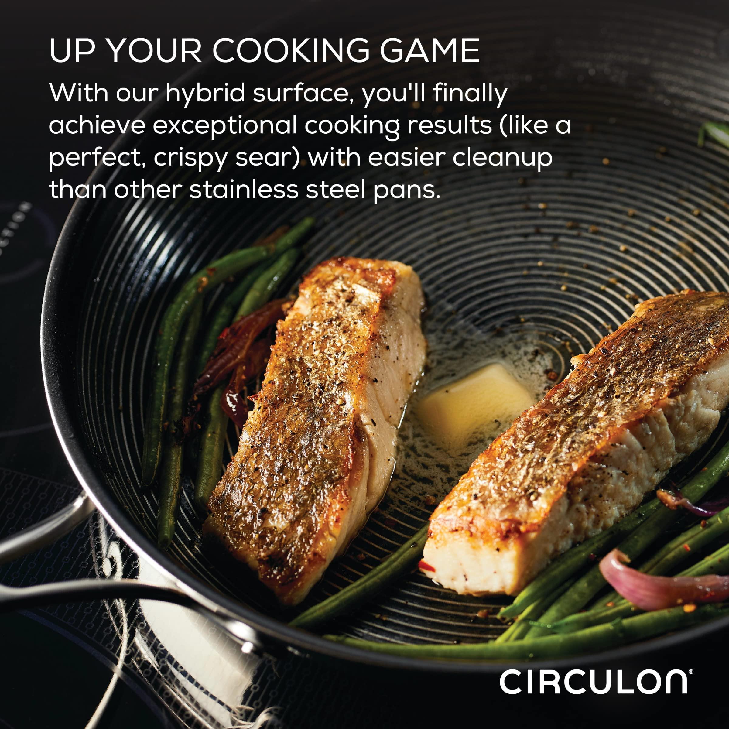 Circulon Circulon Clad Stainless Steel Cookware/Pots and Pans and Utensil Set with Hybrid SteelShield and Nonstick Technology, 11 Piece - Silver