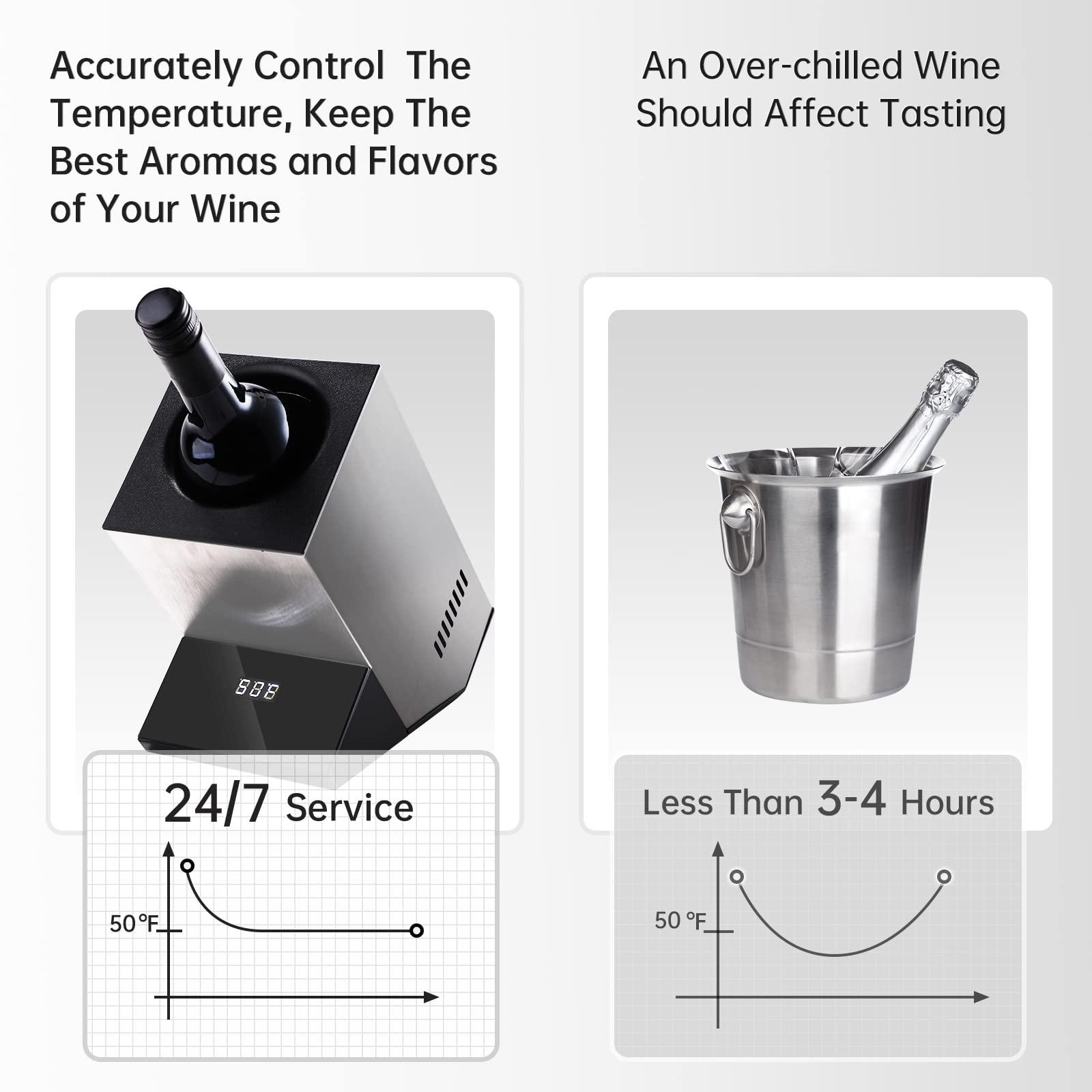 Cobalance Cobalance Wine Chiller Electric, Wine Chillers Bucket for 750ml Red & White Wine or Some Champagne,Stainless Steel Single Bottle Iceless Wine Cooler,Kitchen Bar RV Wine Accessory,Gift for Wine Lovers