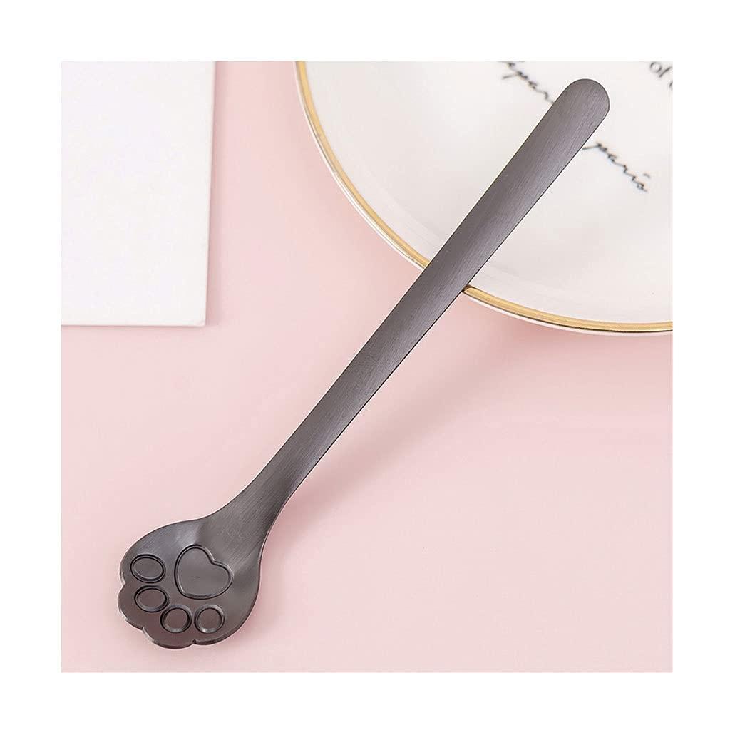 EARSHOT EARSHOT Tea Spoons Hollow Cat\'s Claw Spoon Stainless Steel Spoon Dessert Spoon Spoon Coffee Cereal Mixing Spoon Soup Spoons(Black)