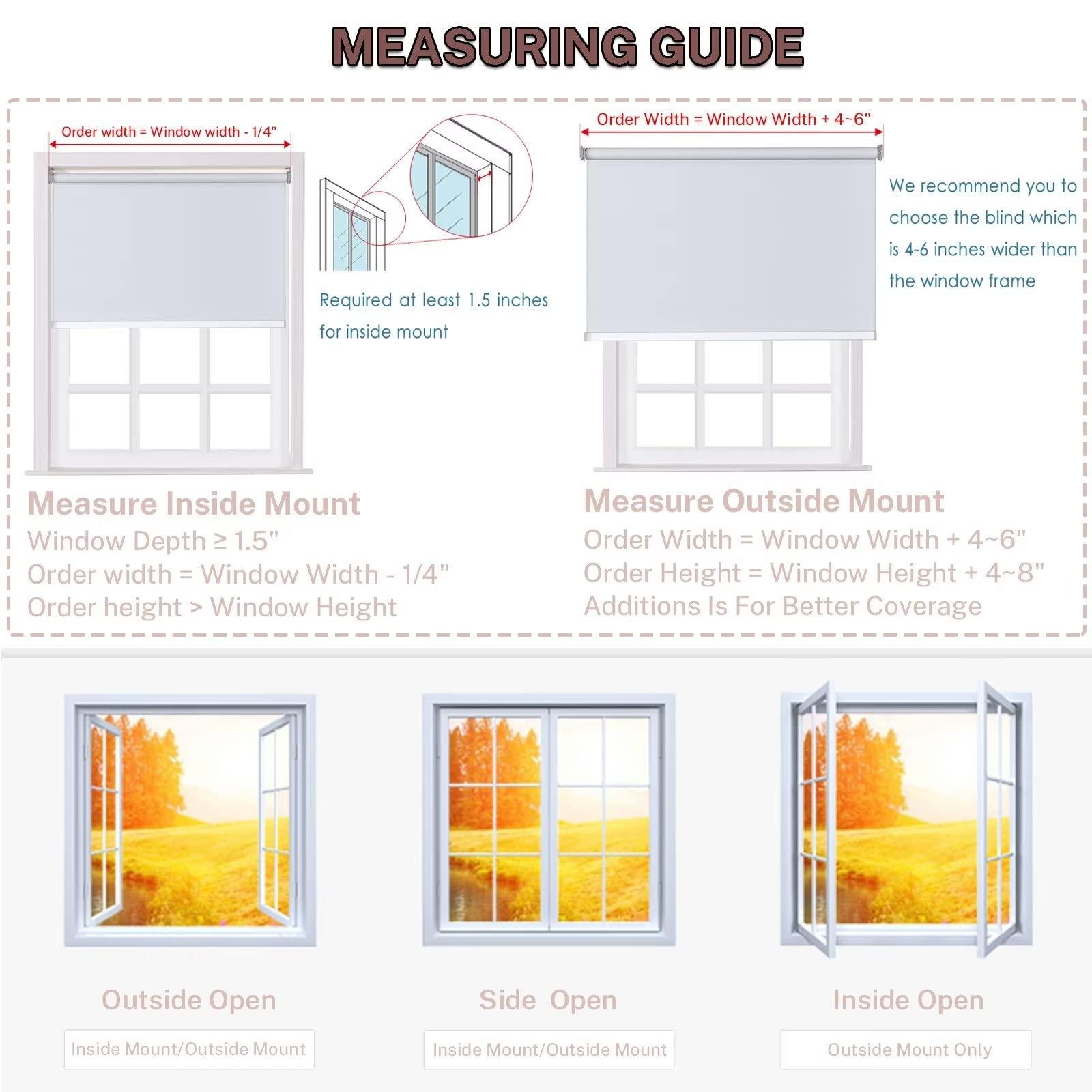 LOHOU Blackout Roller Window Shades and Blinds for Indoor Windows Waterproof Home Shower Office Privacy Custom French Door Shade Room Darkening Blinds (Cool Silver 100% Blackout, 21" W x 72" H)