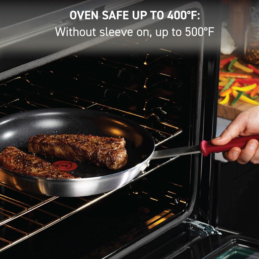 T-fal T-fal Professional VX3 Brushed Nonstick Fry Pan with Stainless Steel Handle 12 Inch, Oven Broiler Safe 400F, Cookware, Pots and Pans, Skillet, Restaurant & Business Grade, Certified NSF and CBA, Black