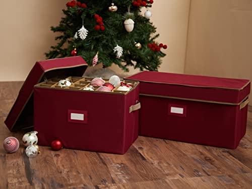 Covermates Covermates Keepsakes Adjustable Ornament Storage Box, Carrying Handles, Padded Protection - Holiday Storage-Red