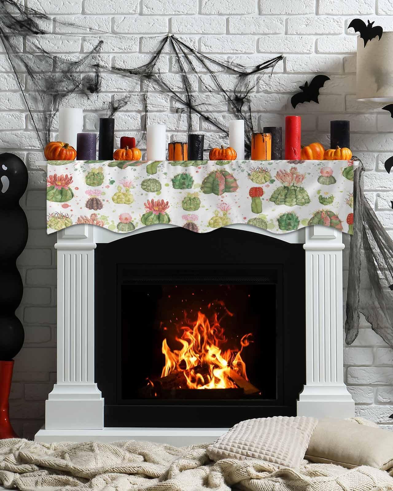 Victoroes Victoroes Summer Mantle Scarf 90 x 17 Inch, Tropical Plants Cactus Flowers Fireplace Mantel Scarf Mantle Cover Runner for Home Living Room Indoor Holiday Party Decor