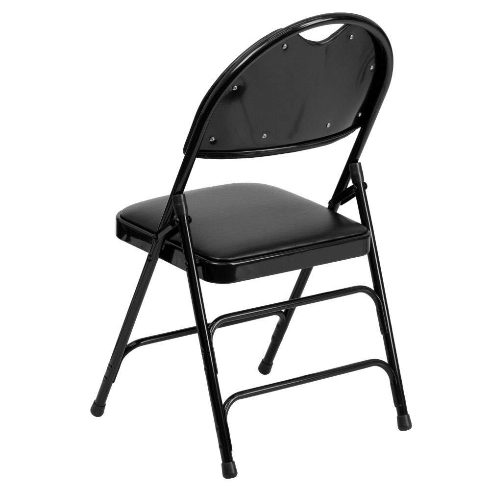 Flash Furniture Flash Furniture 4 Pack HERCULES Series Ultra-Premium Triple Braced Black Vinyl Metal Folding Chair with Easy-Carry Handle