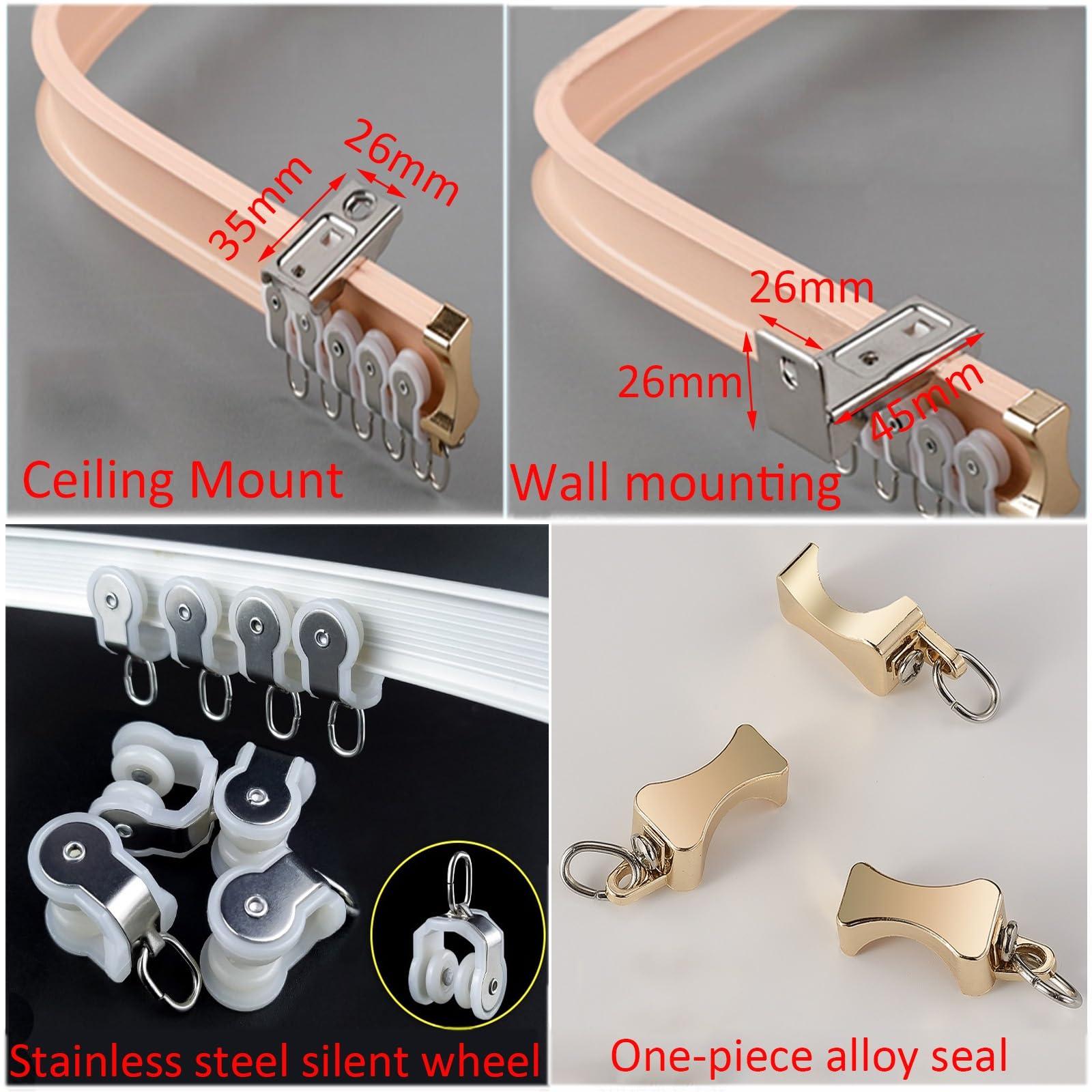 whalebee whalebee Bay Window Track Curtains Curtain Track Bendable Silent and Smooth Flexible Curtain Rail with Accessories Bendable Curtain Rail for Bay Window Curtain Rails