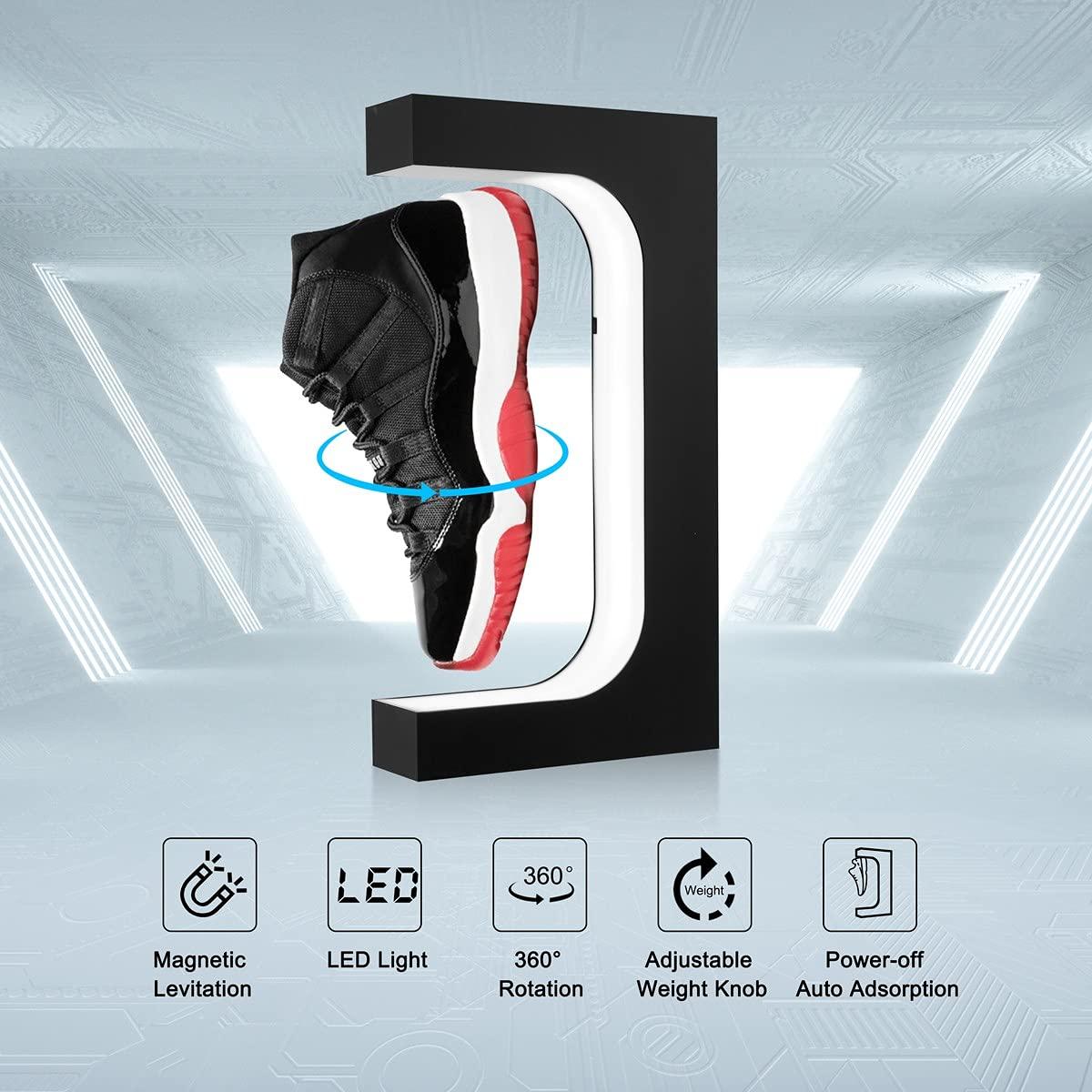 Yegvea Yegvea 360Rotation Floating Shoe Display Stand, Magnetic Levitation Sneaker Rack, with LED Light Sneaker levitating shoe shelf for Storefront Home Decor|Advertising Exhibition Shoe Store Show