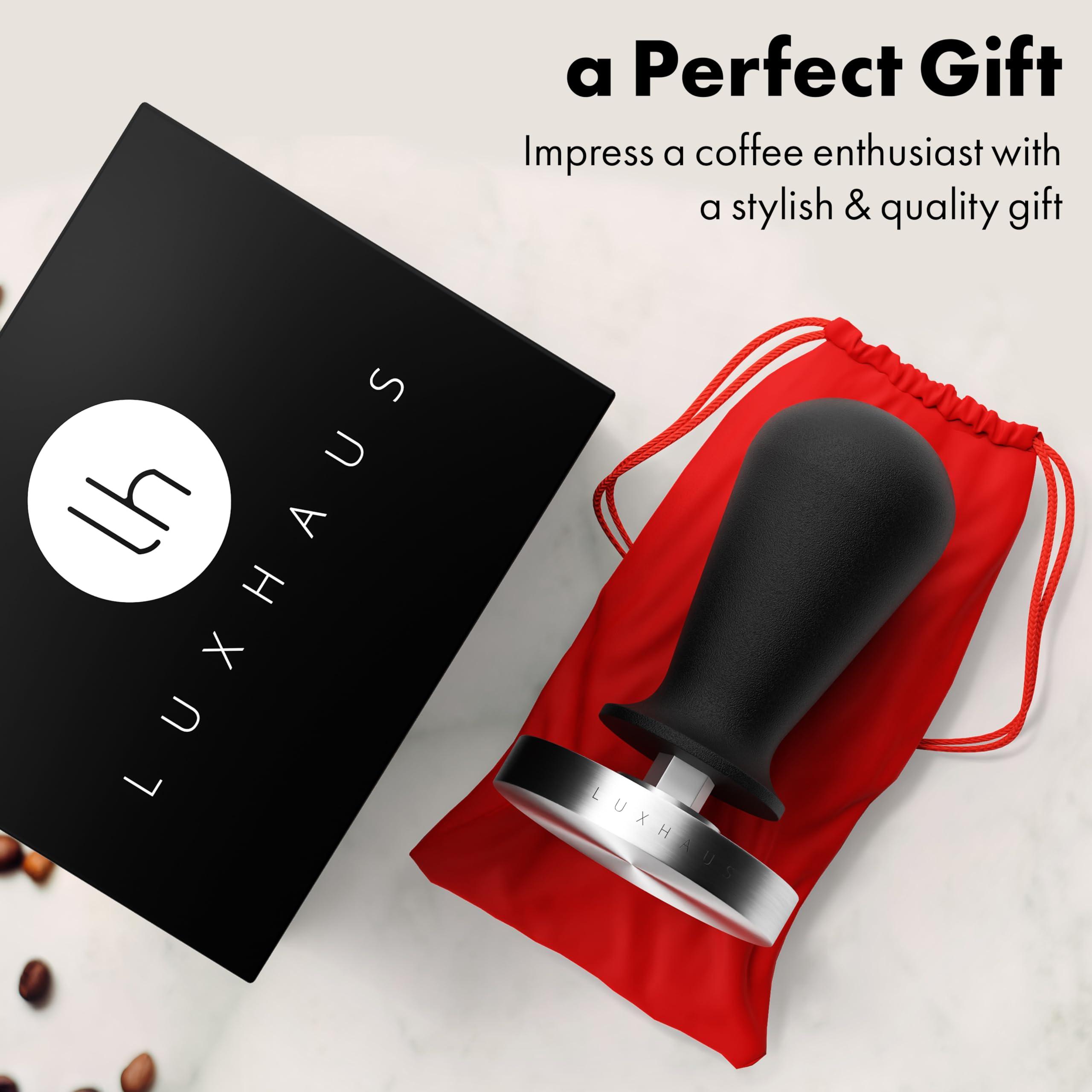 LUXHAUS LuxHaus Espresso Tamper - 53mm Calibrated Coffee Tamper for Espresso Machine with Spring Loaded 100% Flat Stainless Steel Base