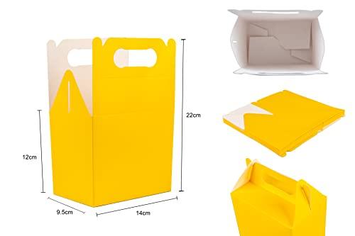 Shatchi Shatchi Cardboard Lunch Takeaway Birthday Wedding Meal Food Cake Boxes Childrens Party Bags, Yellow, Pack of 20