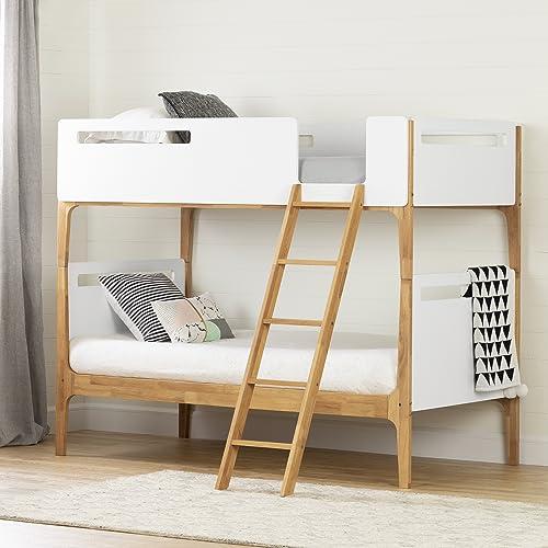 South Shore South Shore Bebble Modern Bunk Bed White and Natural Twin