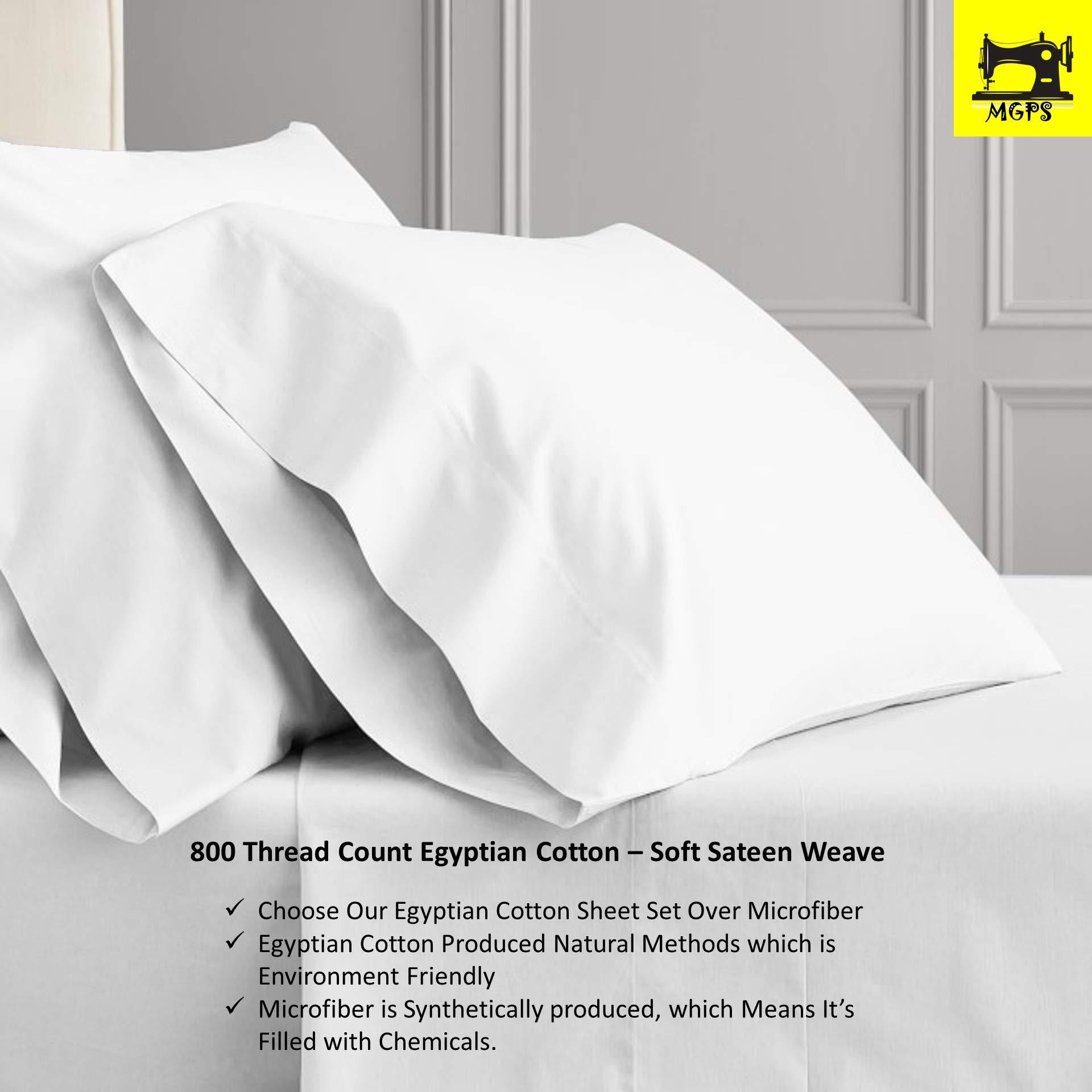 MGPS MGPS Split Head King Sheets Split Top King Sheets 800-TC 100% Egyptian Cotton Sheet Set 10-Inch Deep-Pockets Sheets Sets for Adjustable Beds, King Sheet Sets- |32\" Top Split King, White|