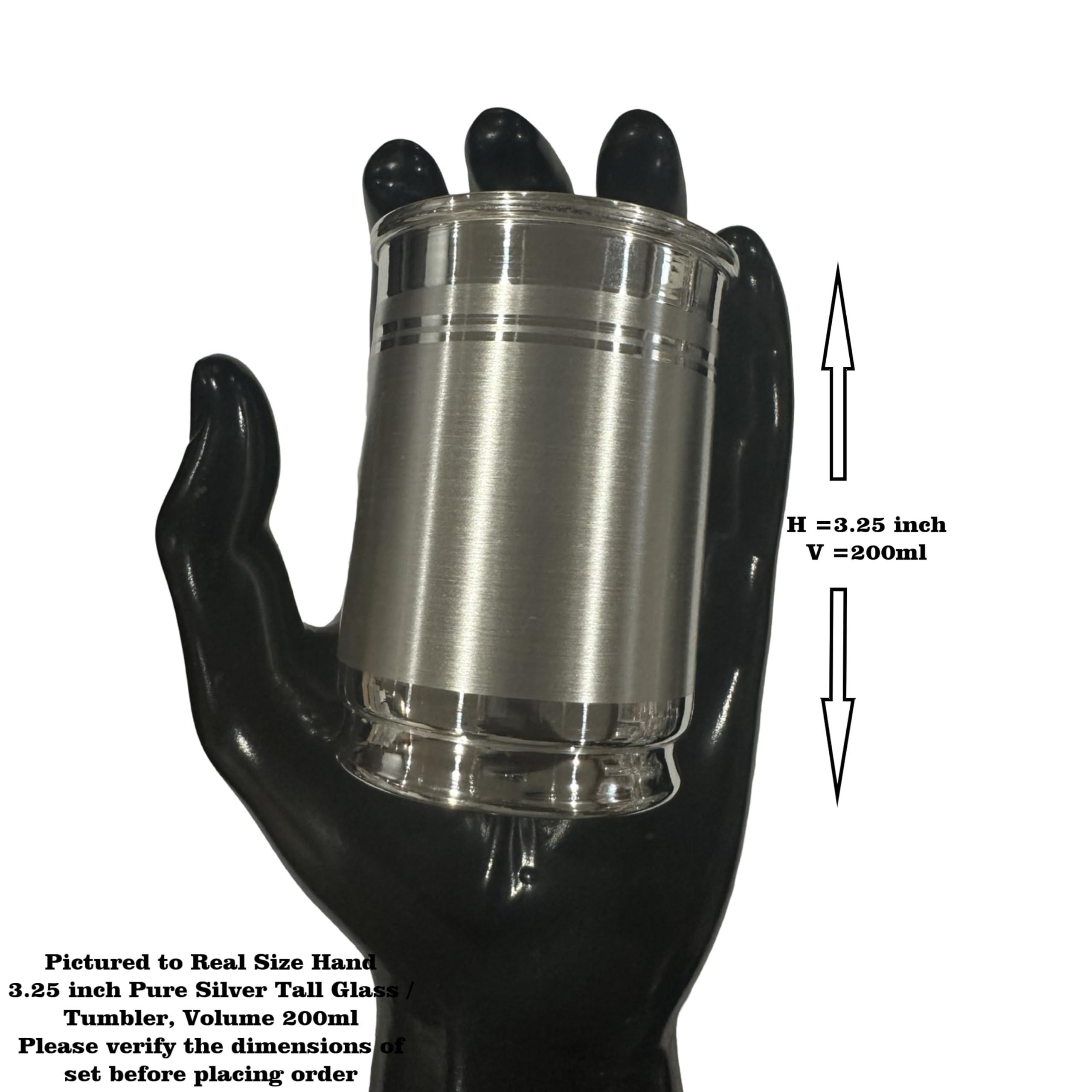 Balaji 999 Pure Silver Hallmarked Glass - Style#03 (Glass 3.25 inch- 60 grams)