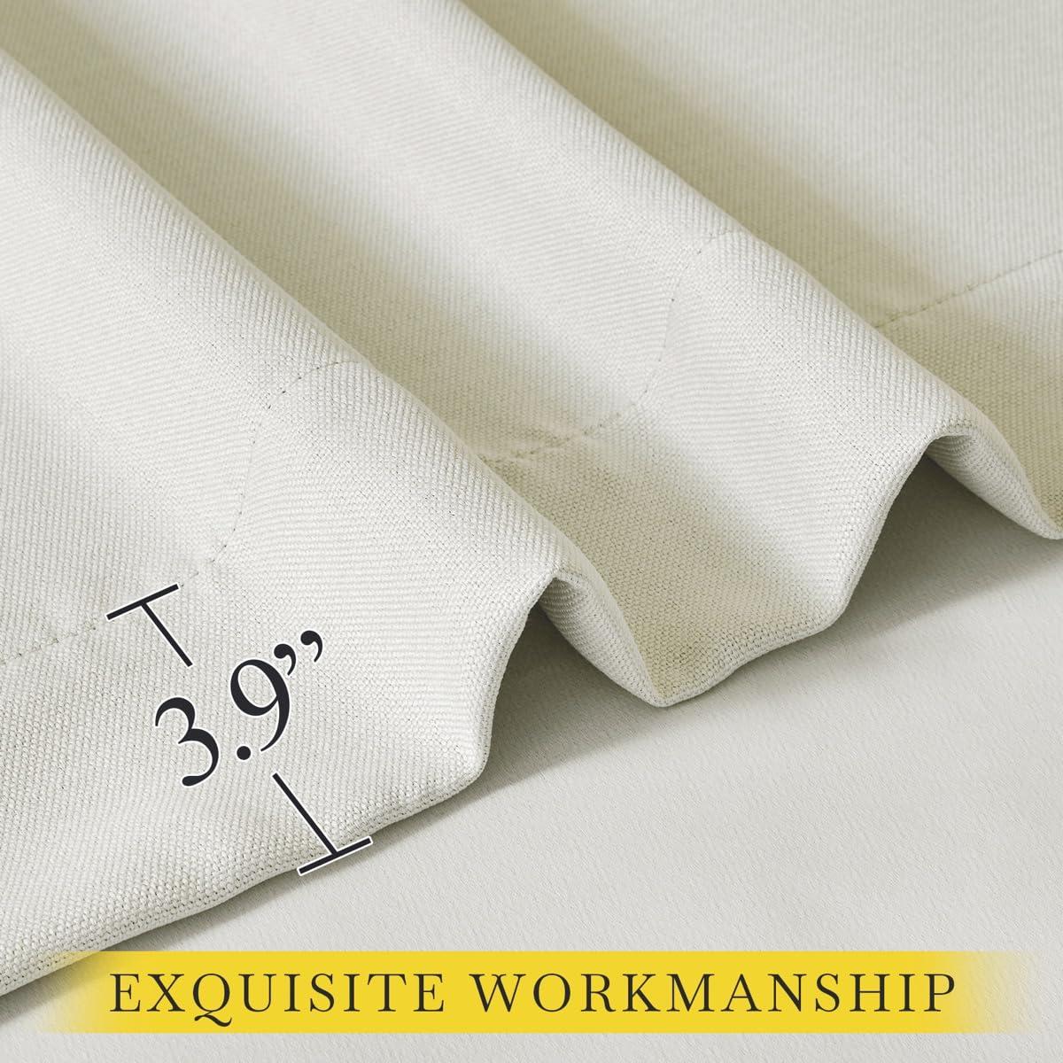 NICETOWN NICETOWN Room Darkening Curtains 84 inch Length 2 Panels Set, Dual Rod Pockets & Hook Belt Light Blocking Thermal Curtains Sound Reducing Window Treatments for Living Room, Natural, W52 x L84