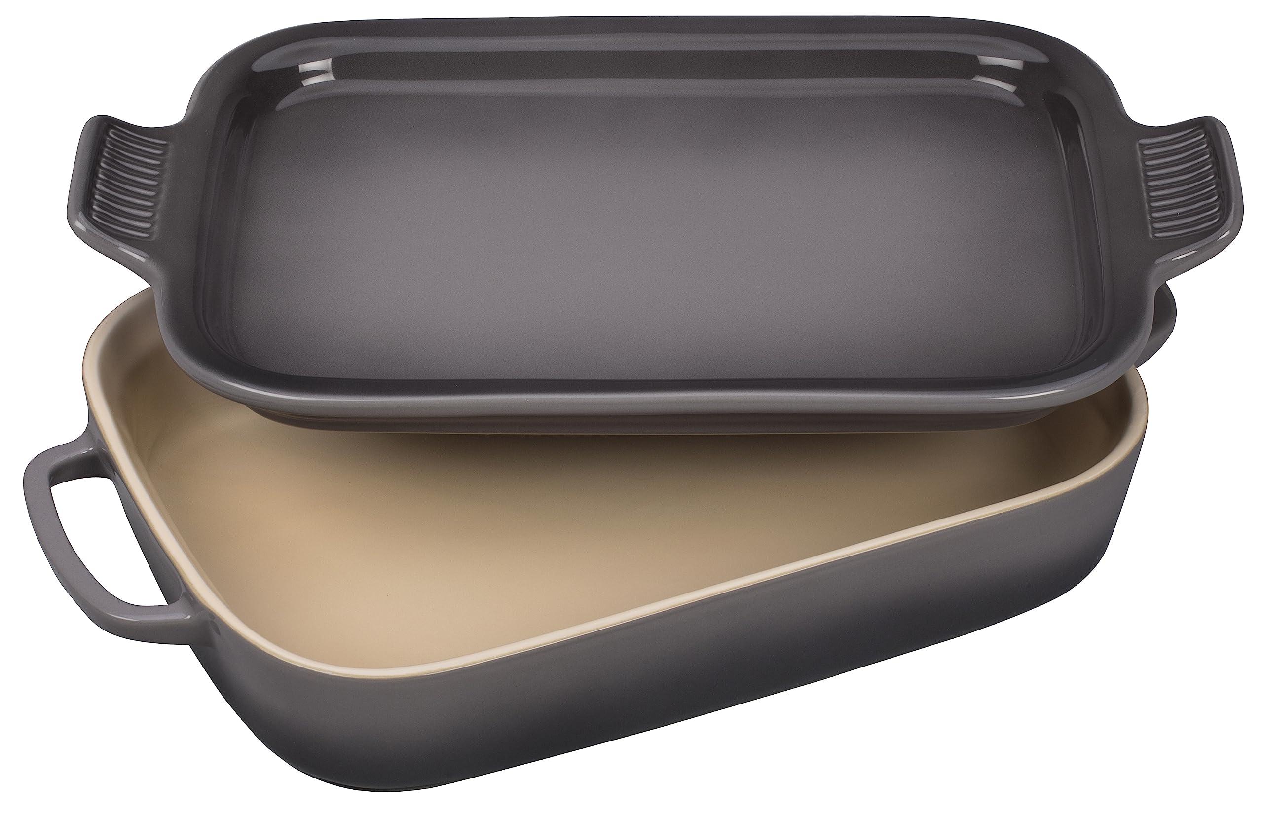 Le Creuset Le Creuset Stoneware Rectangular Dish with Platter Lid, 14 3/4" X 9", Oyster