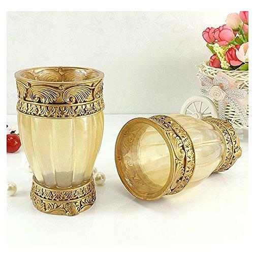 LUANT LUANT Vintage Golden Bathroom Accessories, 5Piece Bathroom Accessories Set, Bathroom Set Features, Soap Dispenser, Toothbrush Holder, Tumbler & Soap Dish - Golden Glossy - Bath Gift Set