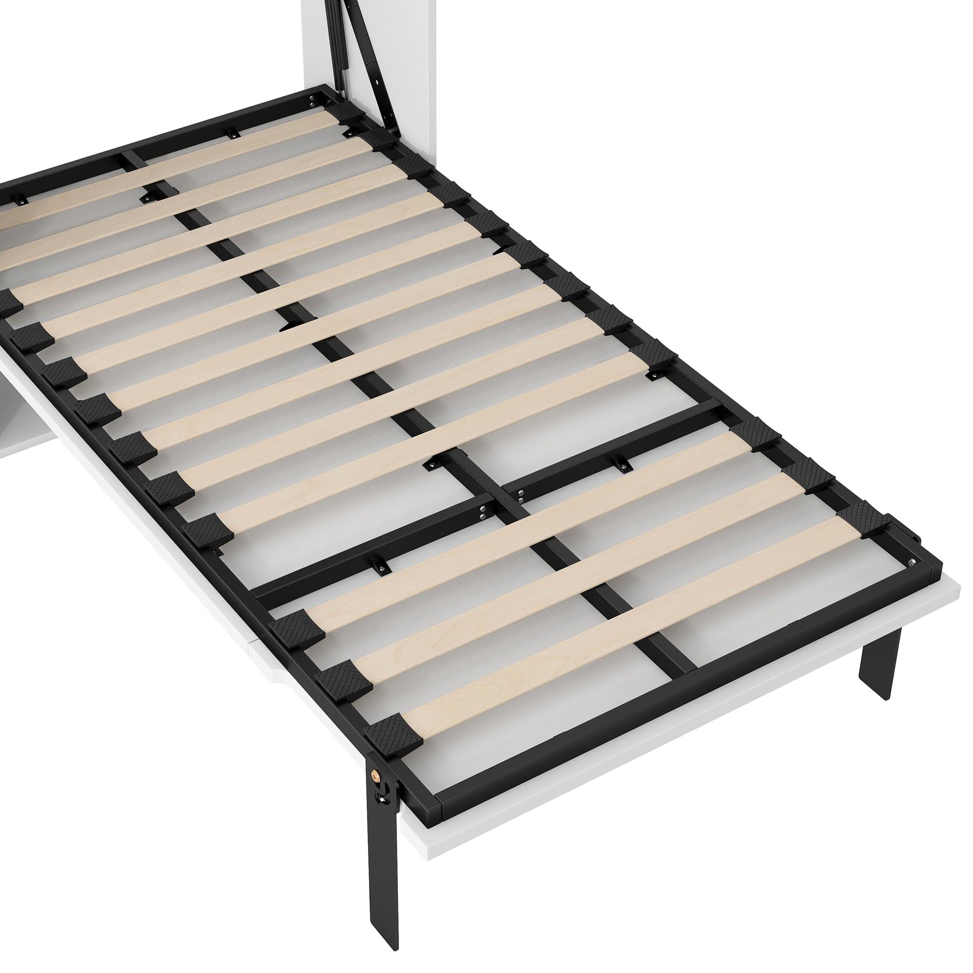 THINK 30 THINK 30 Twin Size Murphy Bed with Lockers and Wardrobes, Wood Foldable Cabinet Bed with Storage, Versatile Wall Bed, Hideaway Bed for Bedroom Living Room (Twin)