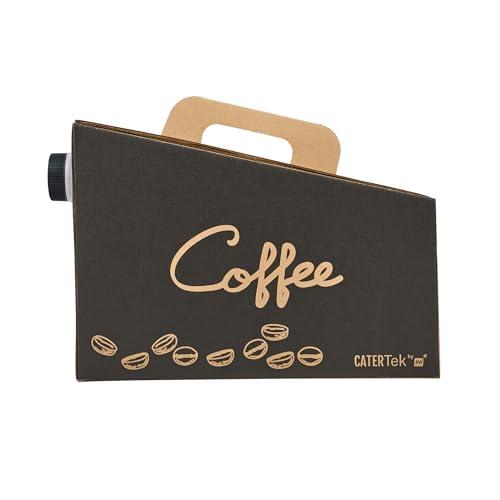 Restaurantware Restaurantware-12 x 7.5 x 8.5 Inch 96 Ounce Disposable Coffee Dispensers, 10 Insulated Coffee Take Out Containers - Built-In Handle, Portable Design, Kraft With Black Paper Coffee To Go Boxes