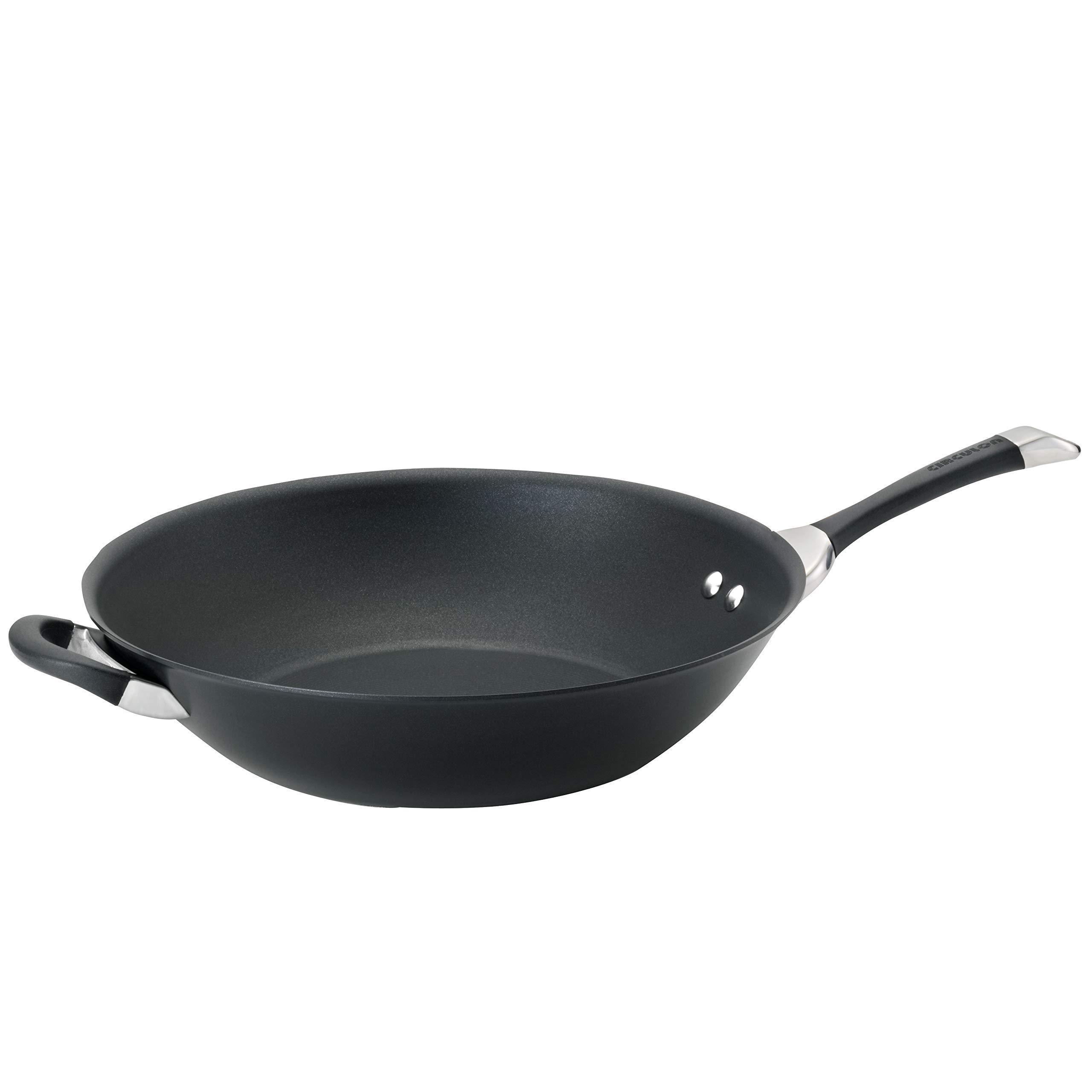 Circulon Circulon Symmetry Hard Anodized Nonstick Stir Fry / Wok Pan with Helper Handle - 14 Inch, Black