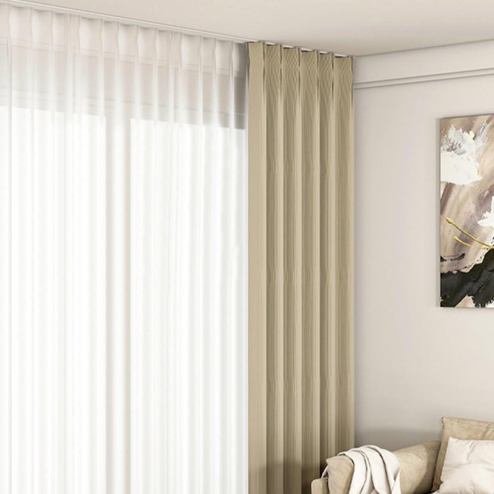 HomeLoft Basics Curtain Double Tracks Ceiling Mount Curtain Rail Ultra Thin Aluminium Curtain Rod For Living Room Bedroom Room Divider 120/170/250/300/480/500cm(Carbonizedcolor:Black,Size:4 FT)