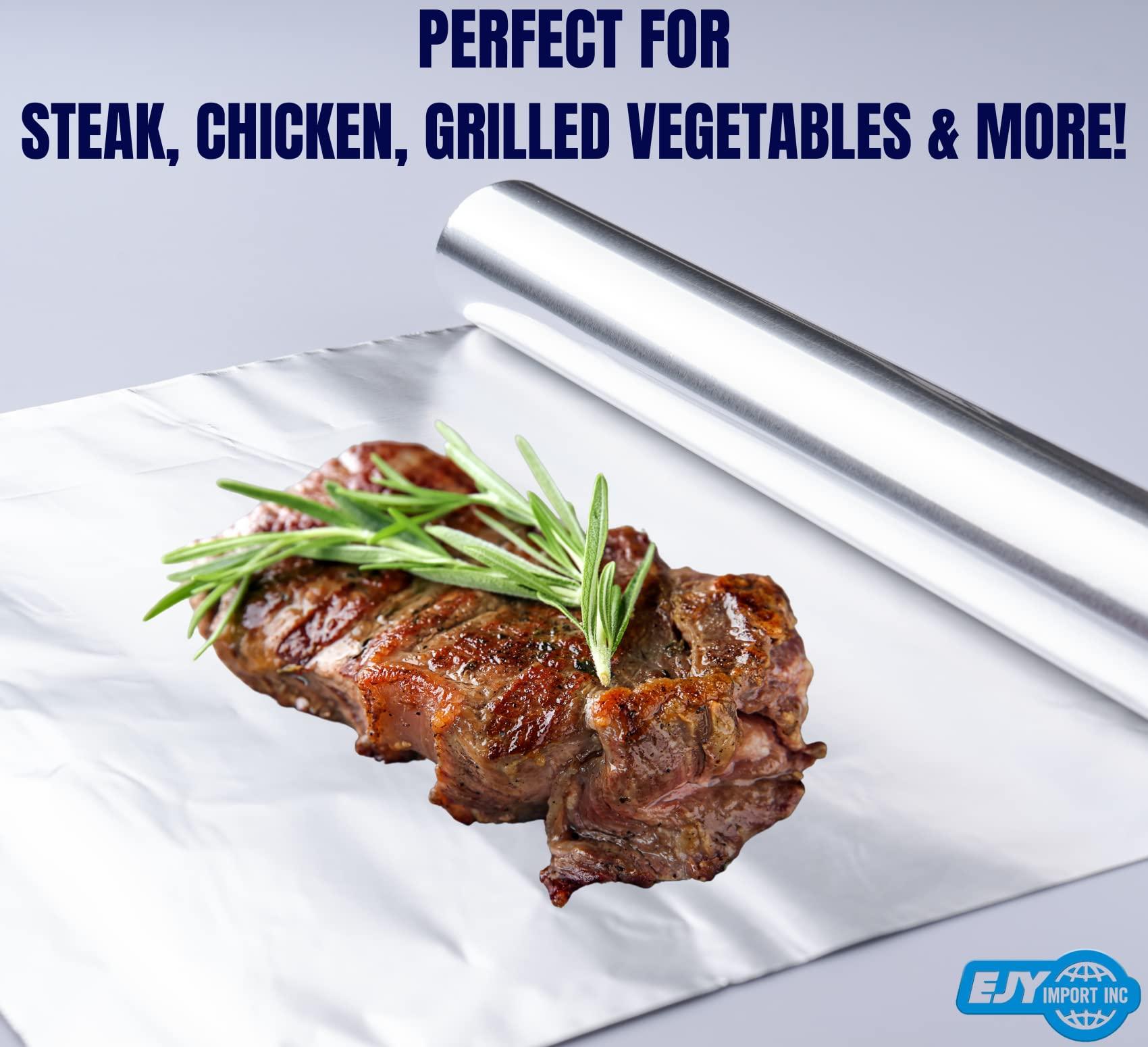 EJY IMPORT EJY IMPORT 18 x 500 Feet Heavy Duty Aluminum Foil Wrap | Commercial Grade for Food Service Industry | Aluminum Silver Foil for Cooking, Baking, Roasting, BBQ & Parties | 18\"x 500 Feet Long. (1)