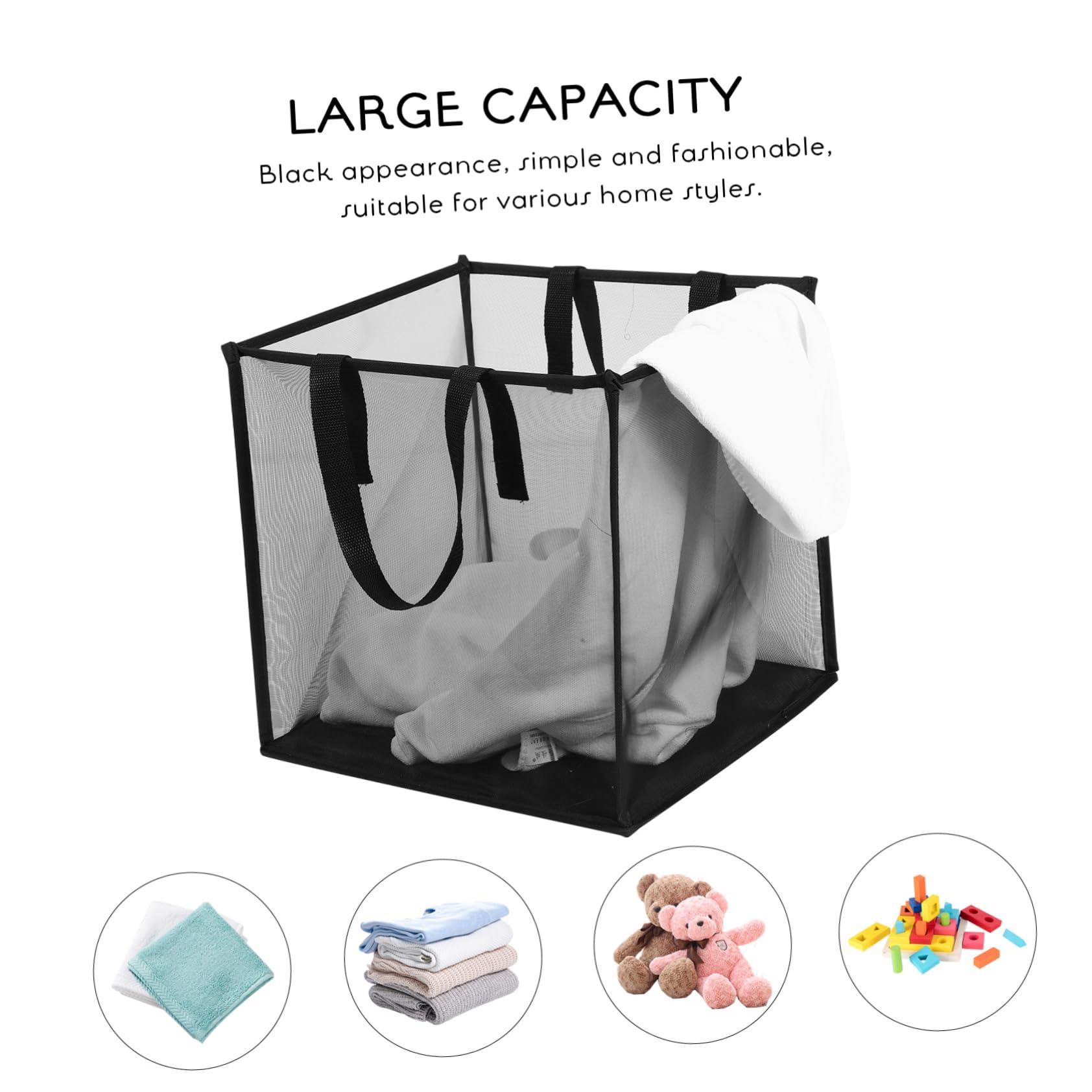 ABOOFAN ABOOFAN 2pcs Laundry Basket Double Layer Black Mesh Hamper Clothes Mesh Basket Sundries Basket Pop-up Hamper Storage for Bedroom Laundry Hamper Foldable Laundry Basket Polyester