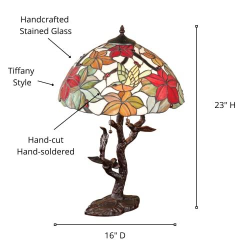 Touch of Class Touch of Class Tropical Passion Stained Glass Table Lamp - Multi Pastel - Handcrafted - Tiffany Style Decor - Tropics Desk Accent - Antique Flower Lamps for Bedroom, Living Room, Foyer