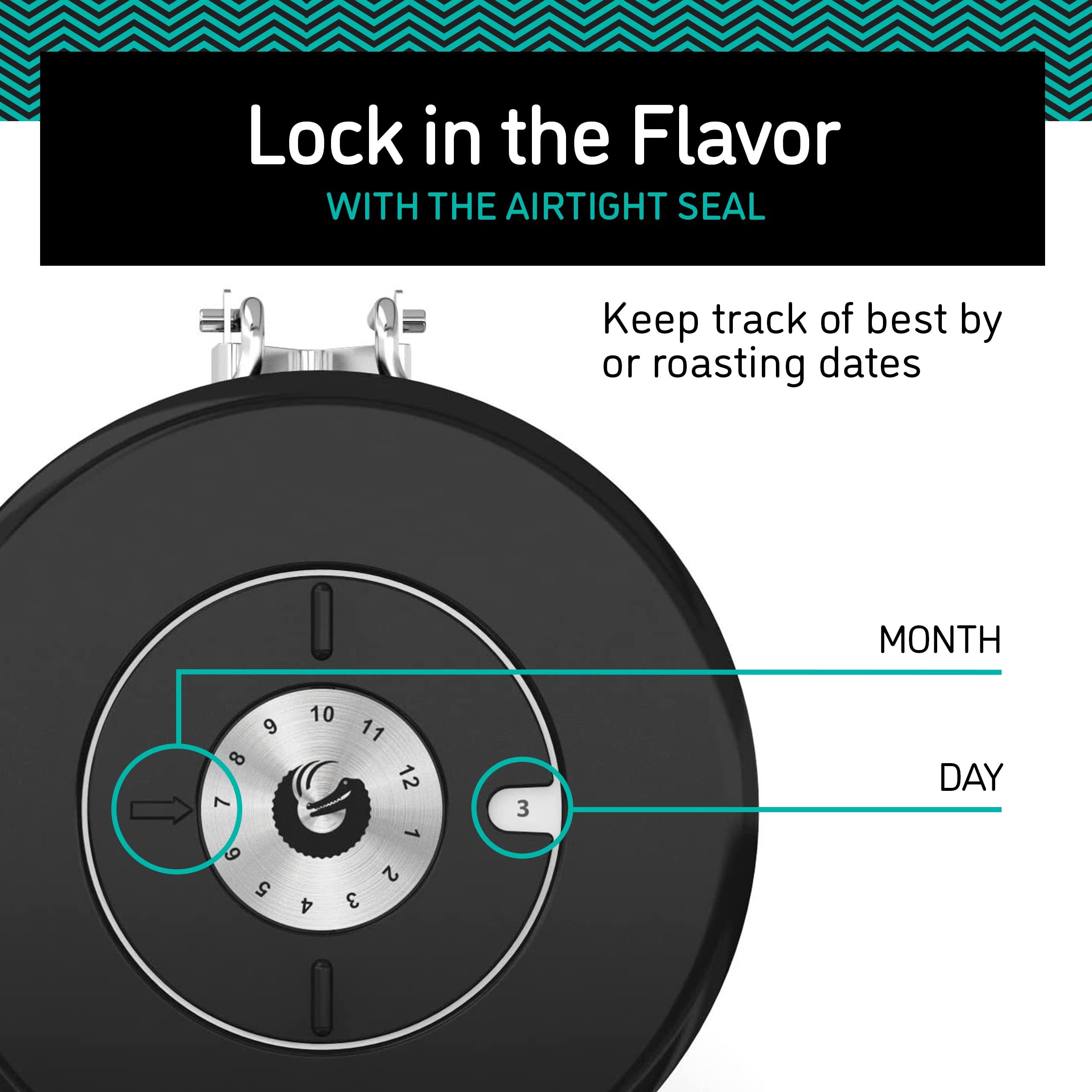 Coffee Gator Coffee Gator Stainless Steel Canister - Small 11oz, Silver Coffee Grounds and Beans Container with Date-Tracker, CO2-Release Valve, and Measuring Scoop - Ideal Coffee Lovers Gifts for Her