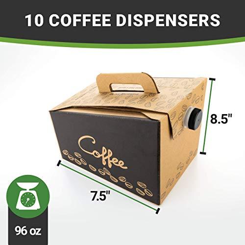 Restaurantware Restaurantware-12 x 7.5 x 8.5 Inch 96 Ounce Disposable Coffee Dispensers, 10 Insulated Coffee Take Out Containers - Built-In Handle, Portable Design, Kraft With Black Paper Coffee To Go Boxes