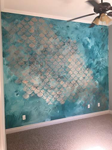 Royal Design Studio Stencils Royal Design Studio Stencils Large Moroccan Scallops Wall Stencil with Modern Fish Scales Wallpaper Look