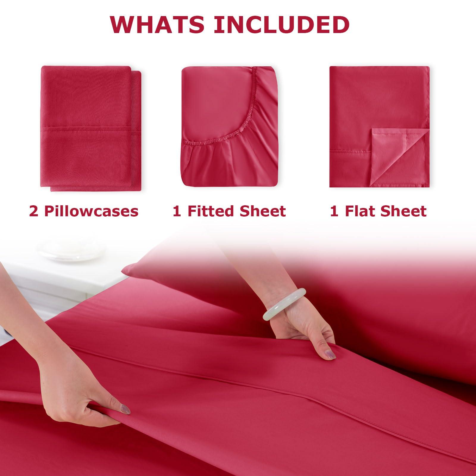 Homilay Homilay King Size Bed Sheet Set - 4 Piece Soft Microfiber Sheets with Deep Pockets, Cooling Technology, and Wrinkle-Free Pillowcase. Hotel-Quality, Durable Bedding, Viva Magenta