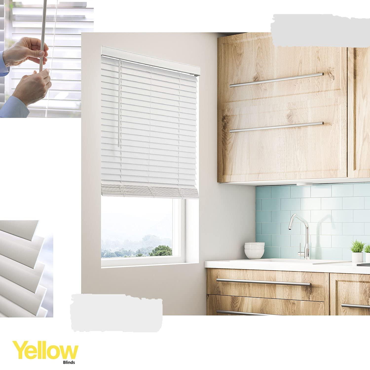 YELLOW BLINDS Faux Wood Blinds, Window Blinds, Wood Blinds, Window Shades, Window Treatments, Blinds & Shades, Window Shades for Home, Wooden Blinds, Basic White, 20.5" W X 72 by YELLOW BLINDS