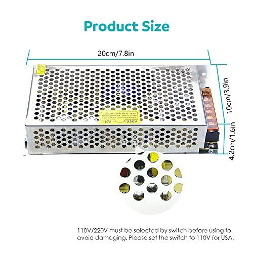 Aclorol Aclorol 5V 20A 100W Switching Power Supply 110V / 220V AC to DC 5V 20amp Universal Power Transformer Driver Converter Adaptor for WS2812B WS2813 LED Strip Pixel Lights CCTV Camera Security System