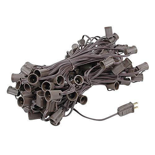 Novelty Lights 100 Foot C9 Blue Ceramic Christmas String Light Set - Outdoor Christmas Light String - Opaque Christmas Bulbs - Roofline Light String Outdoor String Lights - Brown Wire