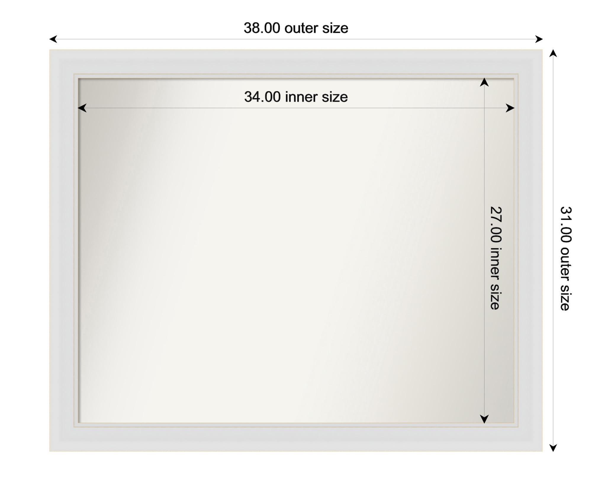 Amanti Art Amanti Art White Bathroom Mirror for Over Sink, 31x38 Custom Made Flair Soft White Rectangle Vanity Mirror, Large Casual Wood Frame, Hangs Horizonally and Vertically, Wall Decor from WI, USA