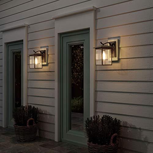 LALUZ LALUZ Rectangle Outdoor Wall Lights Farmhouse Front Porch Light 12.2, Black Outside Lights for House with Seeded Glass, Anti-Rust Exterior Light Fixtures Wall Mount for Patio, Entryway, Yards