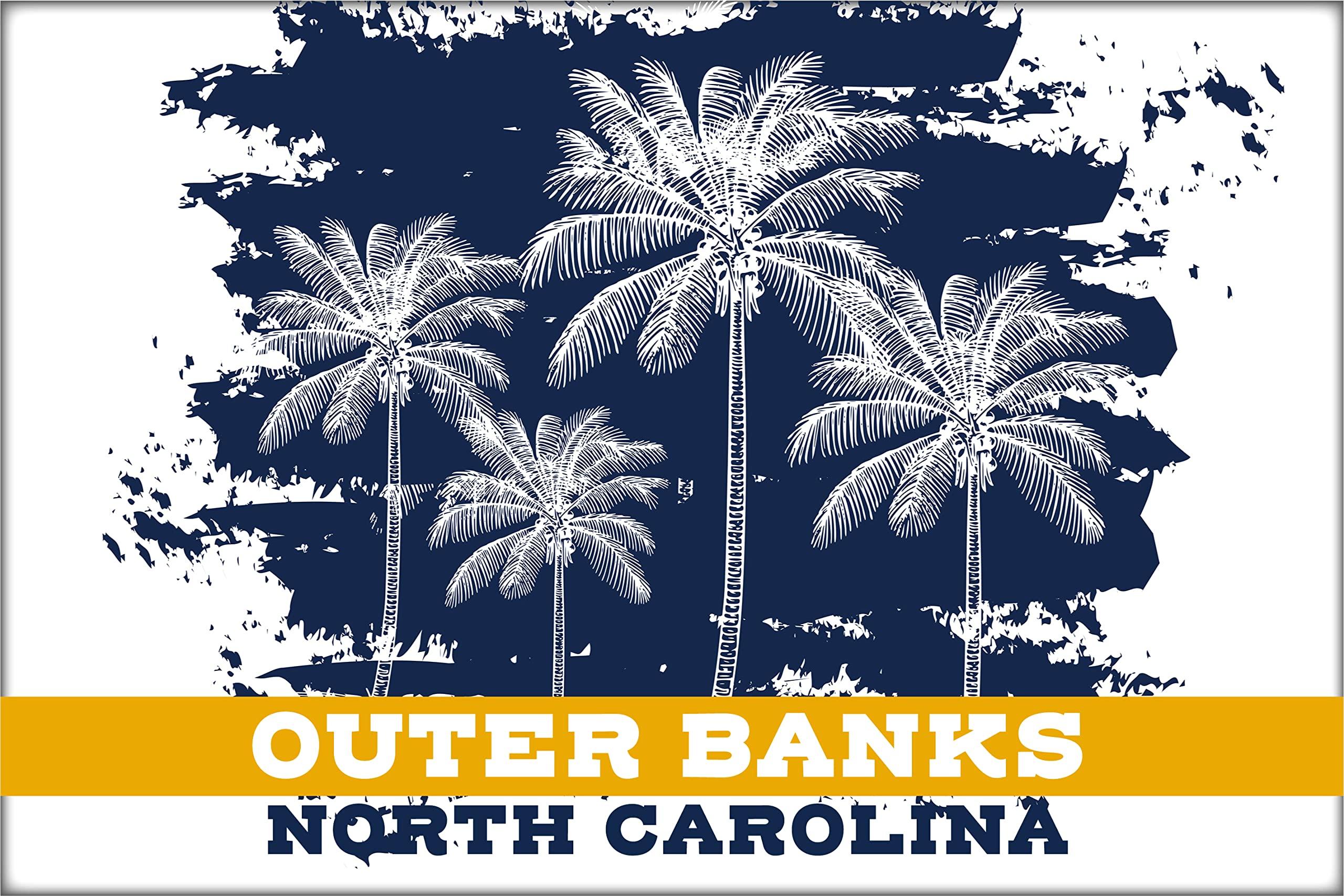 R and R Imports Outer Banks North Carolina Beach Souvenir Fridge Magnet Palm Design Single