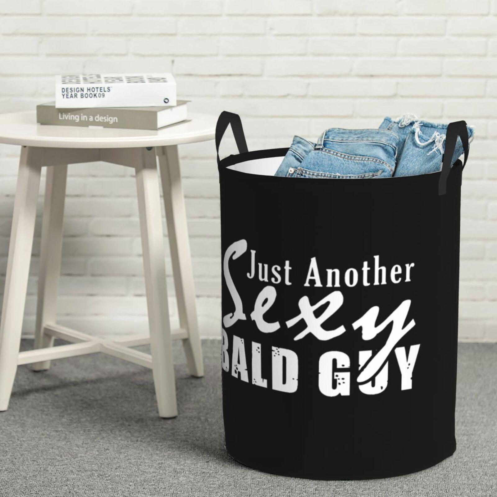 vroos vroos Just Another Sexy Bald Guy Laundry Basket Dirty Clothes Storage Basket Foldable with Handles Laundry Basket, for Bedroom, Bathroom Small