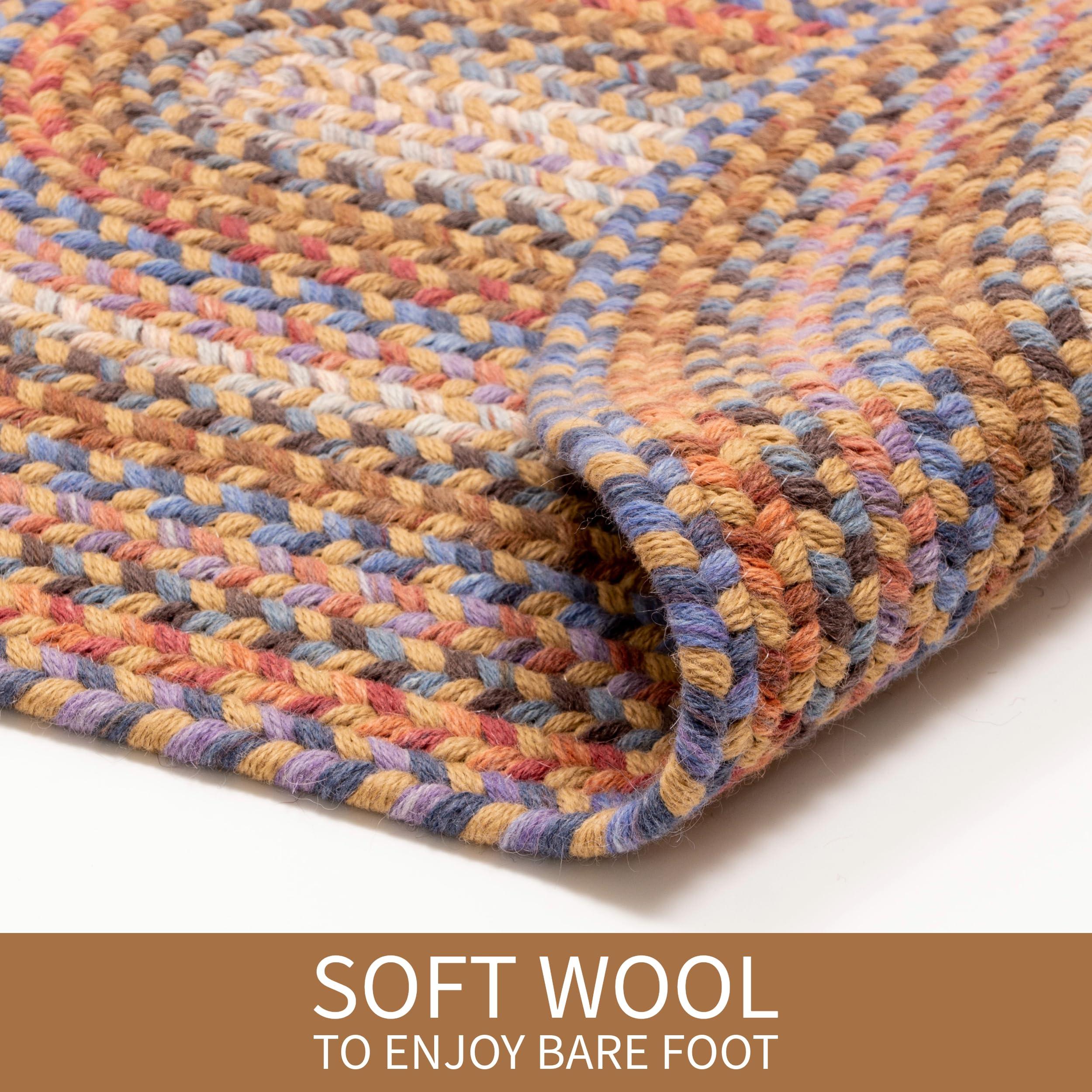 Super Area Rugs Super Area Rugs Premium Wool Braided Rug - Soft & Reversible Woven Rug - Made in USA - Neutral Mix 2' x 9' Runner