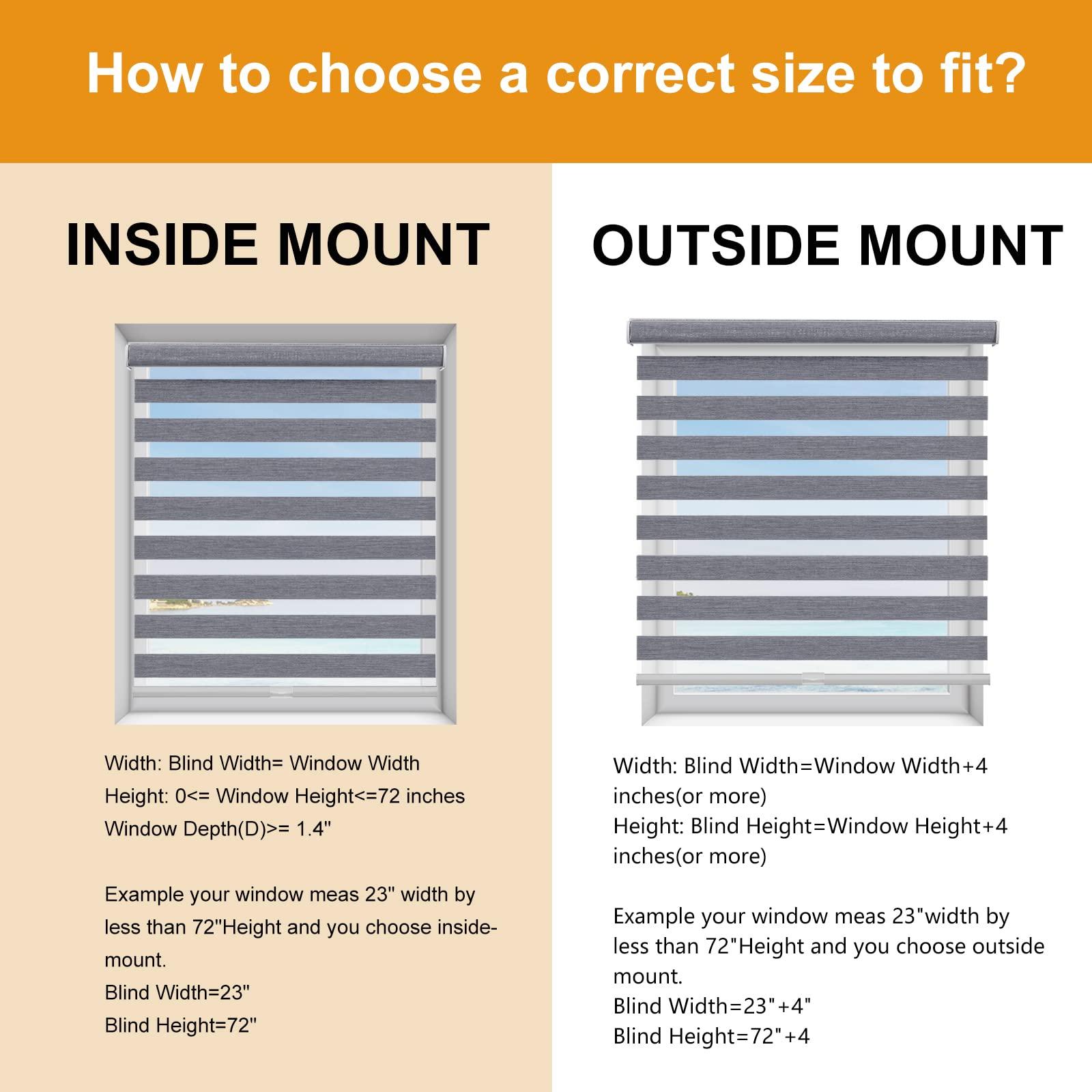 Persilux Persilux Cordless Zebra Blinds for Windows Shades with Jacquard Pattern Dual Layer Room Darkening Sheer Shades Day and Night Roller Shades for Home and Windows, Easy to Install (33.5"W x 72"H, Grey)