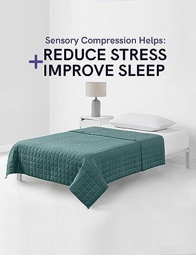 YnM YnM Exclusive Cooling Weighted Blanket, Smallest Compartments, Bed Blanket for One Person of 140lbs, Ideal for Twin/Full Bed (48x72 Inches, 15 Pounds, Sea Grass)