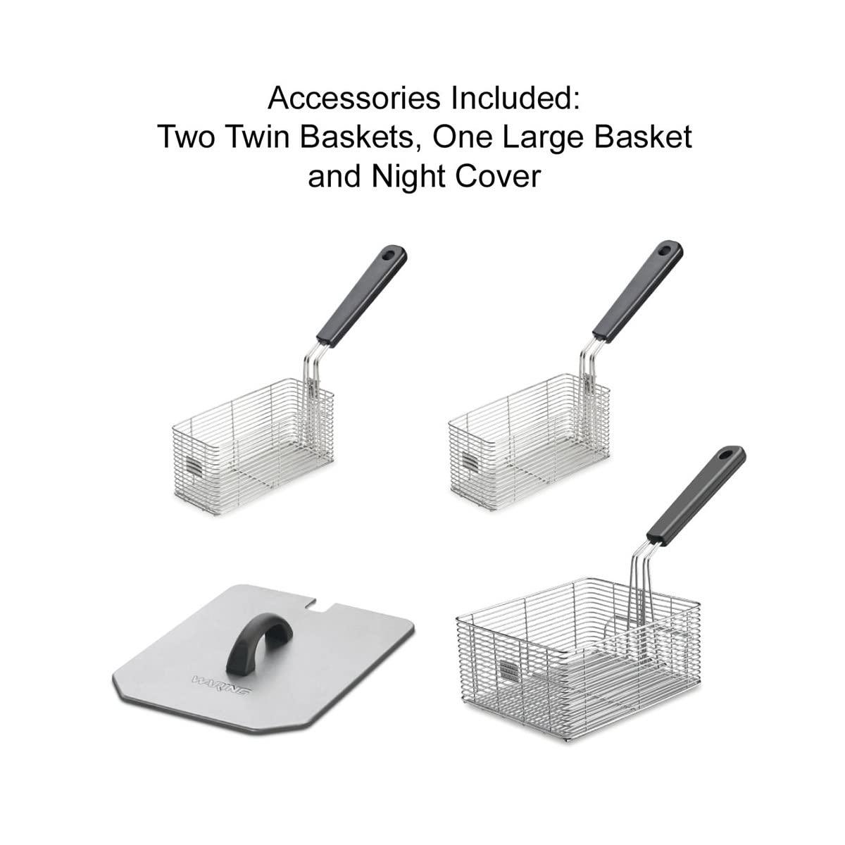 Waring Waring Commercial WDF1000 Heavy Duty 10 lb. Single Basket Deep Fryer , Includes 3 Fry Baskets & Night-Cover-1800W, 120V, 5-15 Plug