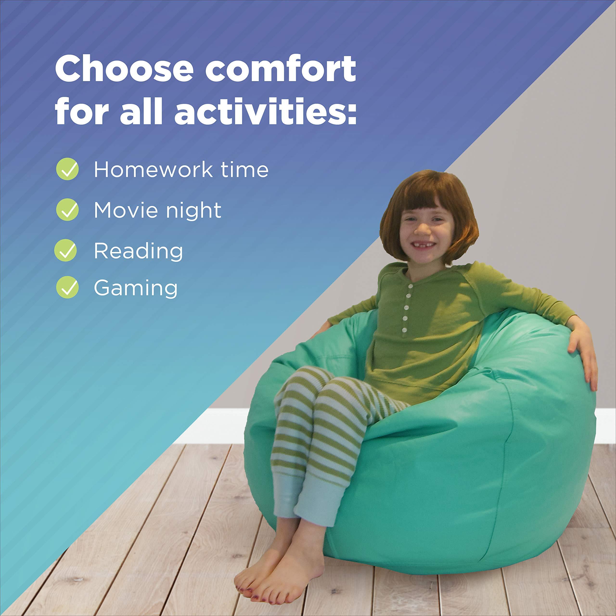 Bean Products Bean Products Small Vinyl Bean Bag Chair | Filled w/Polystyrene Beads & CertiPUR Foam | Made in USA | 31”W, 33”L, 20”H | 15lb | Available in 2 Sizes | Perfect for Teens & Kids | Purple